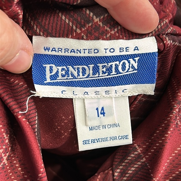 NWT Vintage Deadstock Pendleton Silk Plaid Popover Blouse Top - Size 14 - Picture 7 of 10